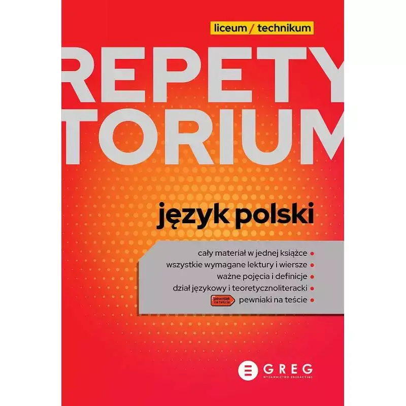Taniej JĘZYK POLSKI. REPETYTORIUM 2023 LICEUM/TECHNIKUM